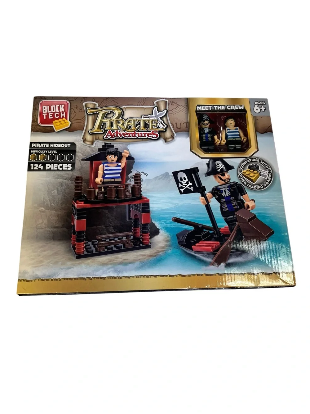 Pirate Adventures Kids Building Set - Red & Black 124 Pieces Ages 6+